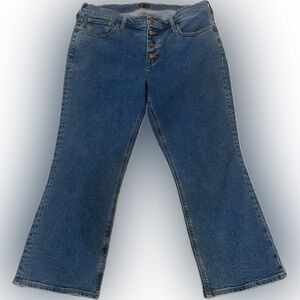 J Crew Classic Blue Mid Rise Flare Crop Women's Jeans Button Fly Size 32